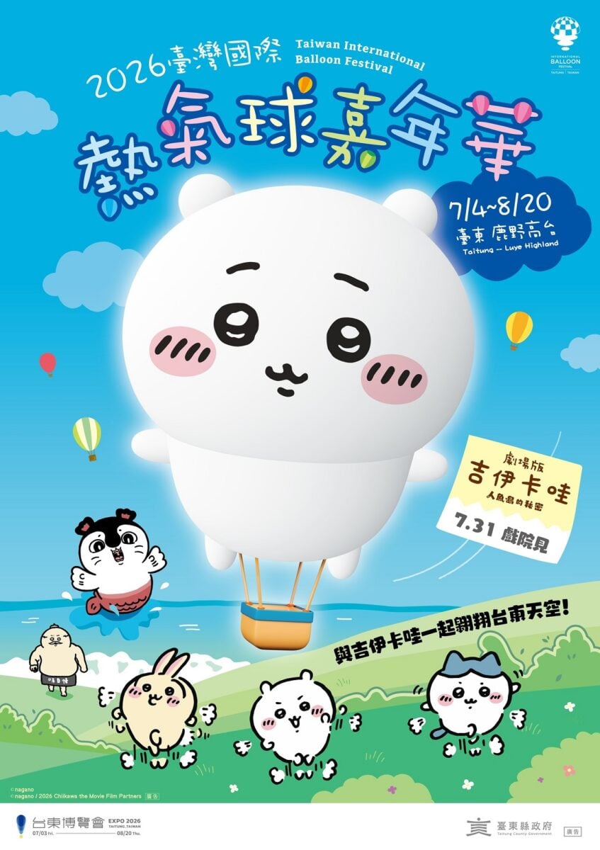 2026臺灣熱氣球嘉年華攜手吉伊卡哇 7/4鹿野高台萌力全開