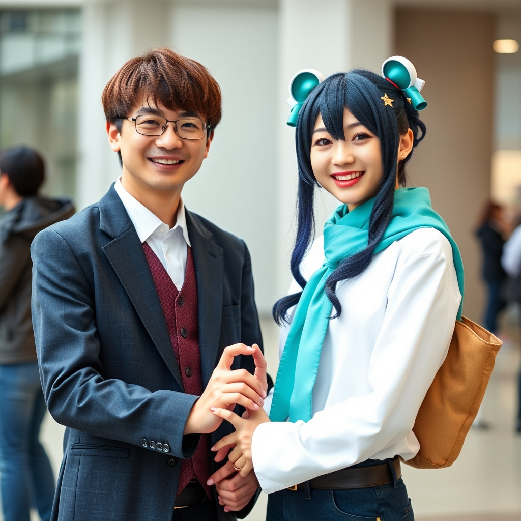 兔娘Cosplay現場溫馨互動，十指緊扣化解男粉絲緊張感
