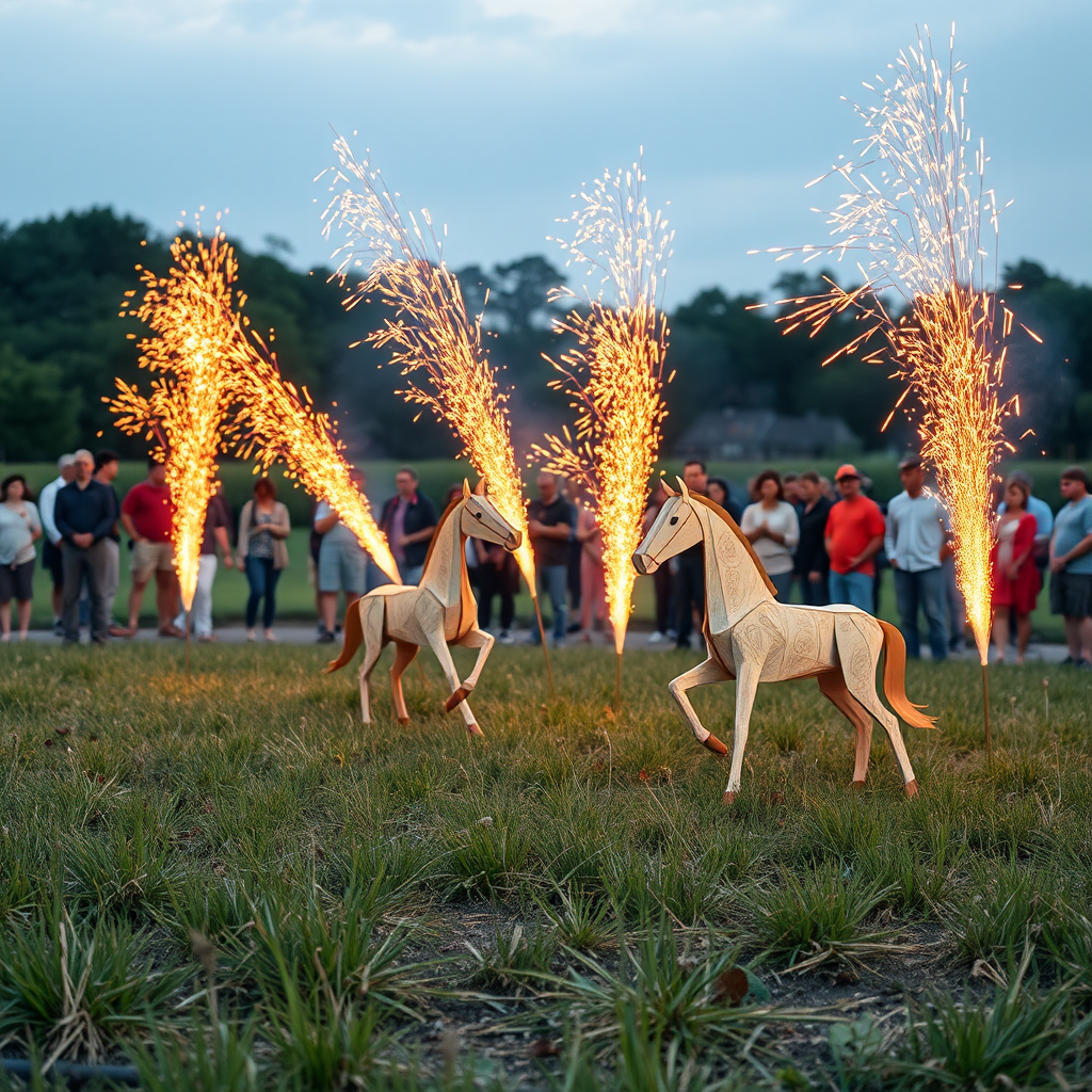 南市後壁崁頂勸善堂放火馬文化祭，36隻火馬齊射彩煙